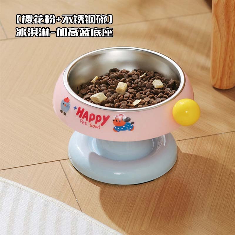 不锈钢猫碗猫食盆猫咪饭碗粮碗喝水碗狗碗不易打翻保护颈椎宠物碗|undefined