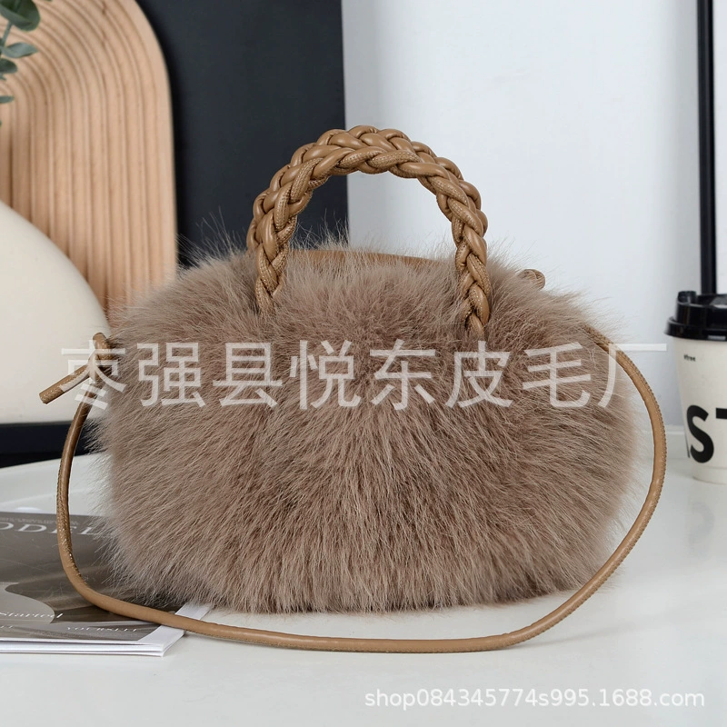 Имитация лисьего волоса тыквы сумка женская осень-зима новая пушистая мода складки на одно плечо