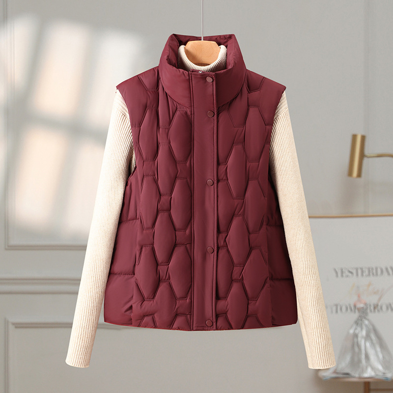 Chaqueta de algodón de pluma para mujeres 2025 otoño y invierno ligero corto chaleco de cuello vertical universal chaleco suelto chaqueta de algodón abrazadera chaqueta Hanchao image 4