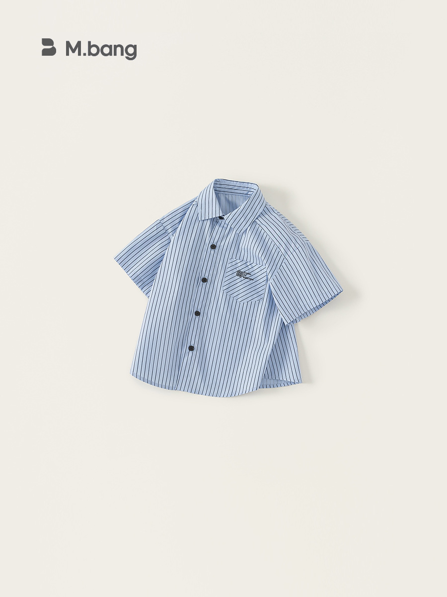 Youbao ropa para niños camisa para niños verano nuevo estilo universitario niño grande simple casual rayas corbata niños manga corta