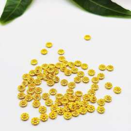 18K纯铜保色金万字手串花边隔珠隔片DIY散珠车轮片饰品配饰太阳花