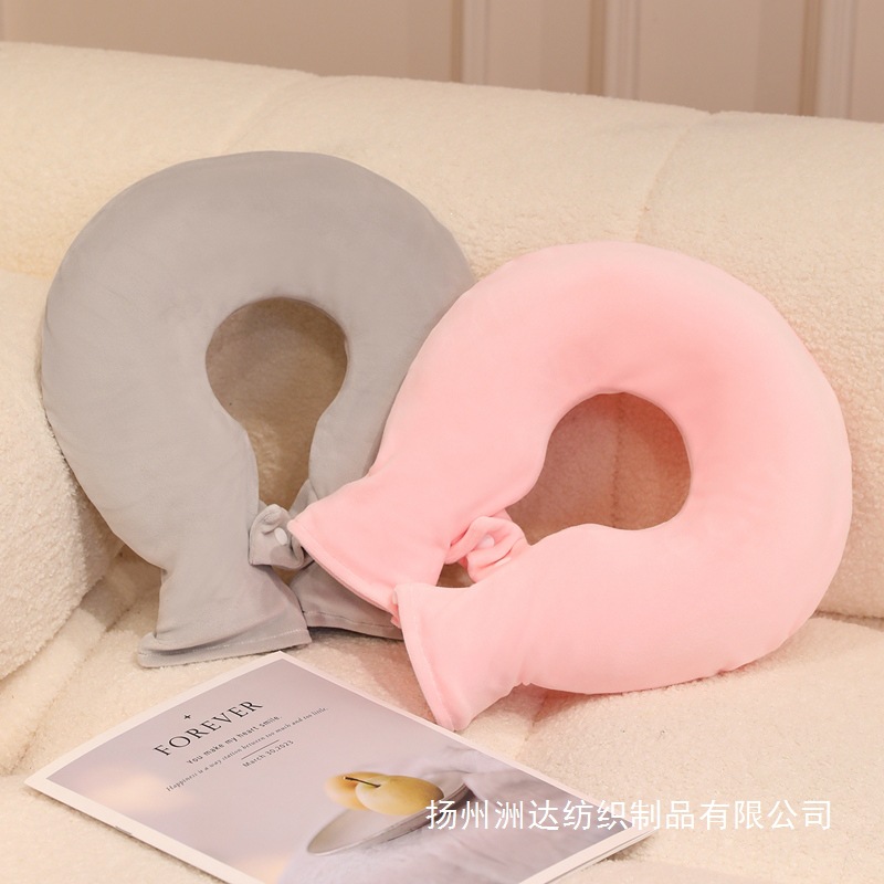 Bolsa de agua caliente de almohada en forma de U de dibujos animados a prueba de explosiones calentamiento compresas calientes protectoras de cuello desmontables y lavables bolsas de agua caliente de inyección de flujo de peluche otoño invierno image 4