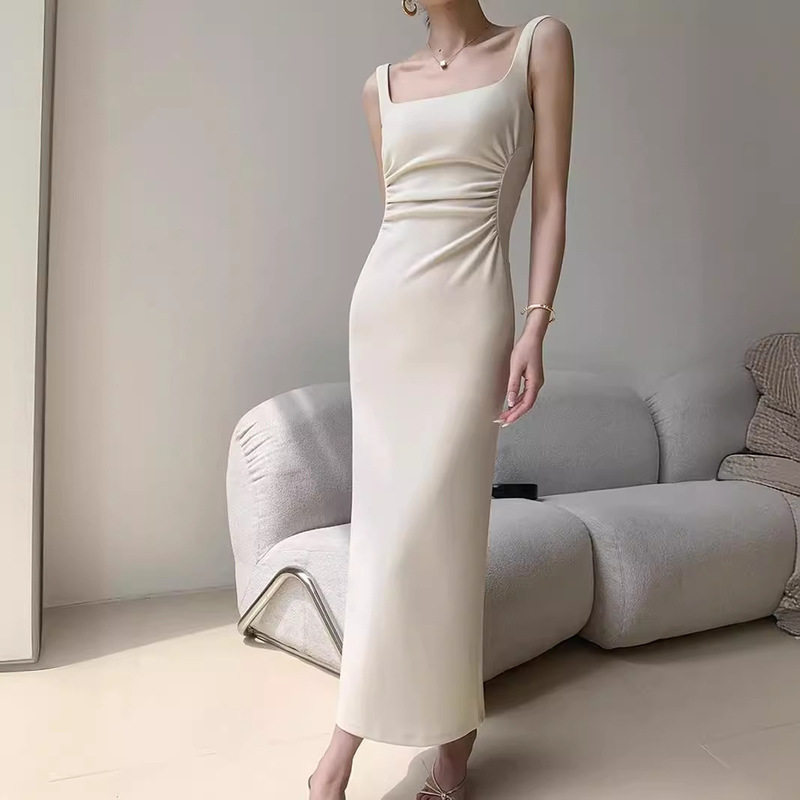 High-End Everyday Off-White Sleeveless Camisole Dress for Women 2026 Summer New Slim Fit Hip-Hugging Long Skirt