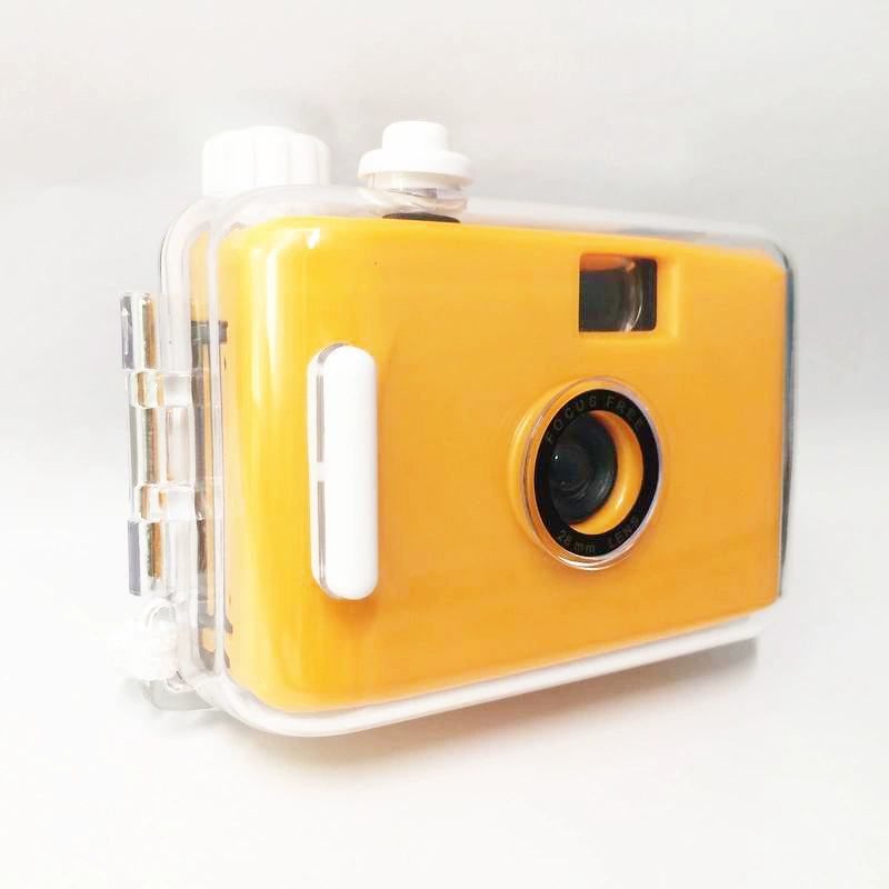 Yellow retro camera, small toy, science, Birthday gift