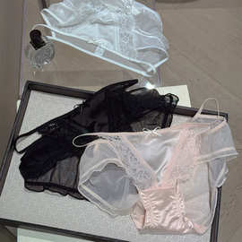 时髦精必备~女士内裤蕾丝网纱蝴蝶结透视薄款性感低腰女式内裤