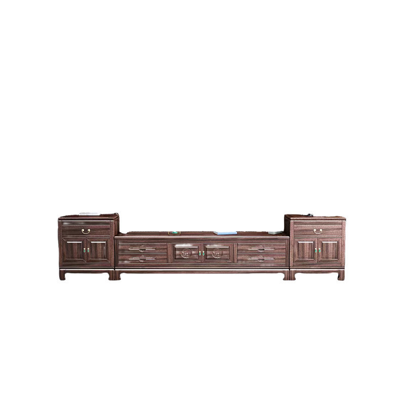 Estilo chino nuevo estilo chino neoclásico ébano mueble de TV de madera maciza todo en uno moderno