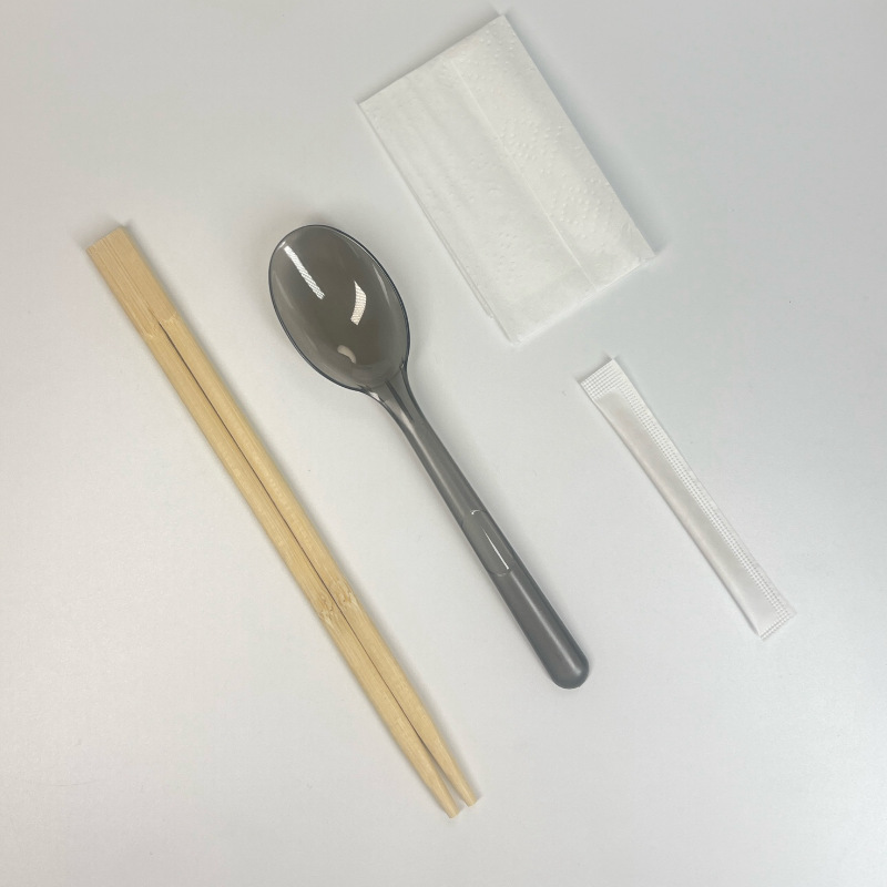 반투명 필름 유럽식 숟가락과 쌍젓가락 4종 세트 100세트
