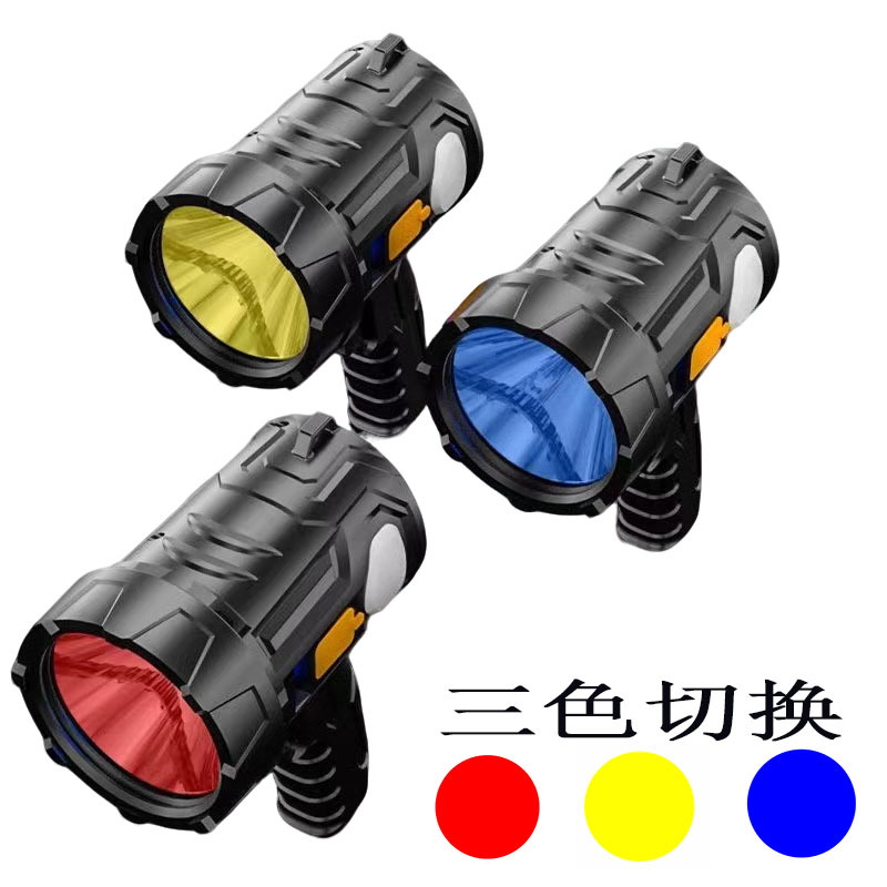 Lámpara de mano transfronteriza led luz alta luz al aire libre luz solar cargable estante de tesoro lámpara de mano rojo amarillo verde