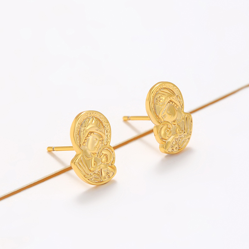 Joyería Xuping aleación de cobre chapado 24K madre y niño avatar personalidad pernos de orejas estilo nacional pendientes retro mujeres