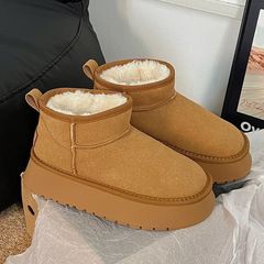 女性用プラットフォーム厚底スノーブーツ 2025 秋冬新作防水ショートチューブ高さ増加綿靴暖かいプラスベルベットパンシューズ