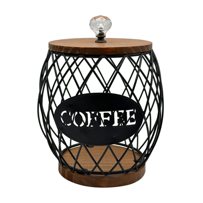 Factory Direct Sales Iron Wood Coffee Capsule Storage Pineapple Shape Table Kitchen Living Room Storage Basket Home Furnishings