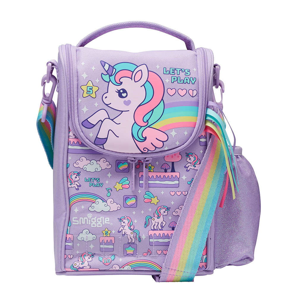 Purple video game unicorn vertical meal bag (with band)