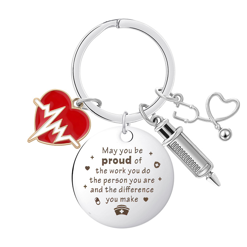 欧美饰品配件护士医生同事礼物毕业季感谢小礼品不锈钢钥匙扣挂件