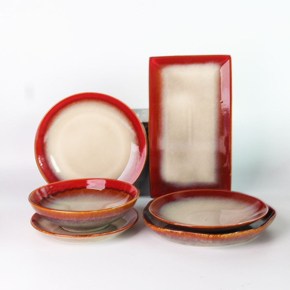 Serie de miel de estilo japonés plato de cerámica para el hogar Hotel plato de fruta personalizado plato de postre plato de carne occidental plato de pescado plato plano