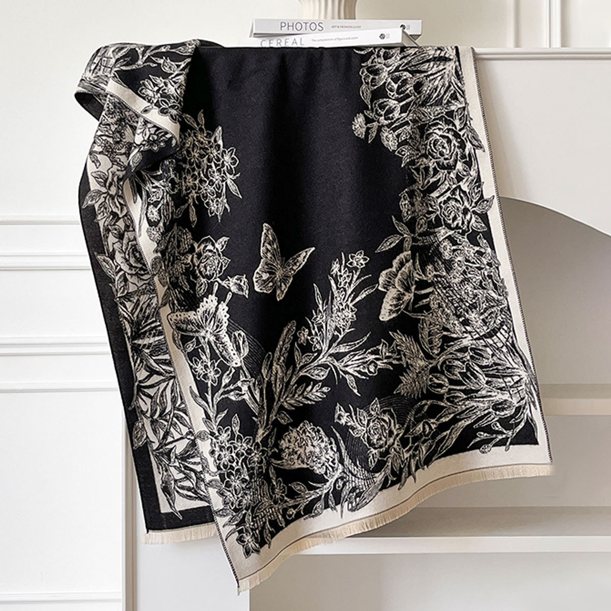 Nuevo paisaje Jacquard imita bufandas de cachemir para mujeres con aire acondicionado sala de chal de otoño y invierno grueso calentamiento largo babillo transfronterizo