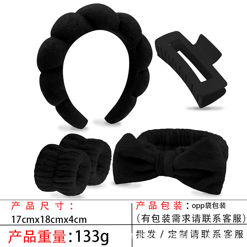 跨境海绵云朵发箍批发高颅顶高级感毛巾布麻花女士洗脸手腕带头箍|undefined