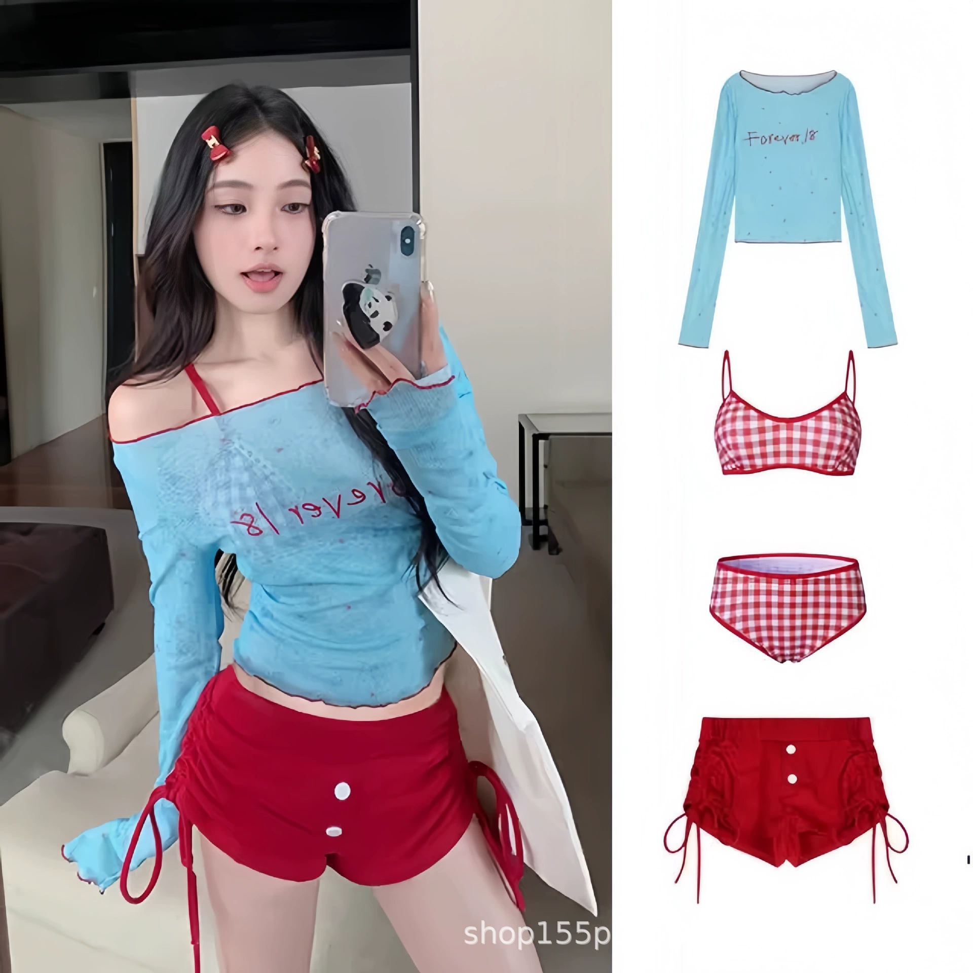 Long-sleeve, split high-end swimwear, set, sun protection, polyester