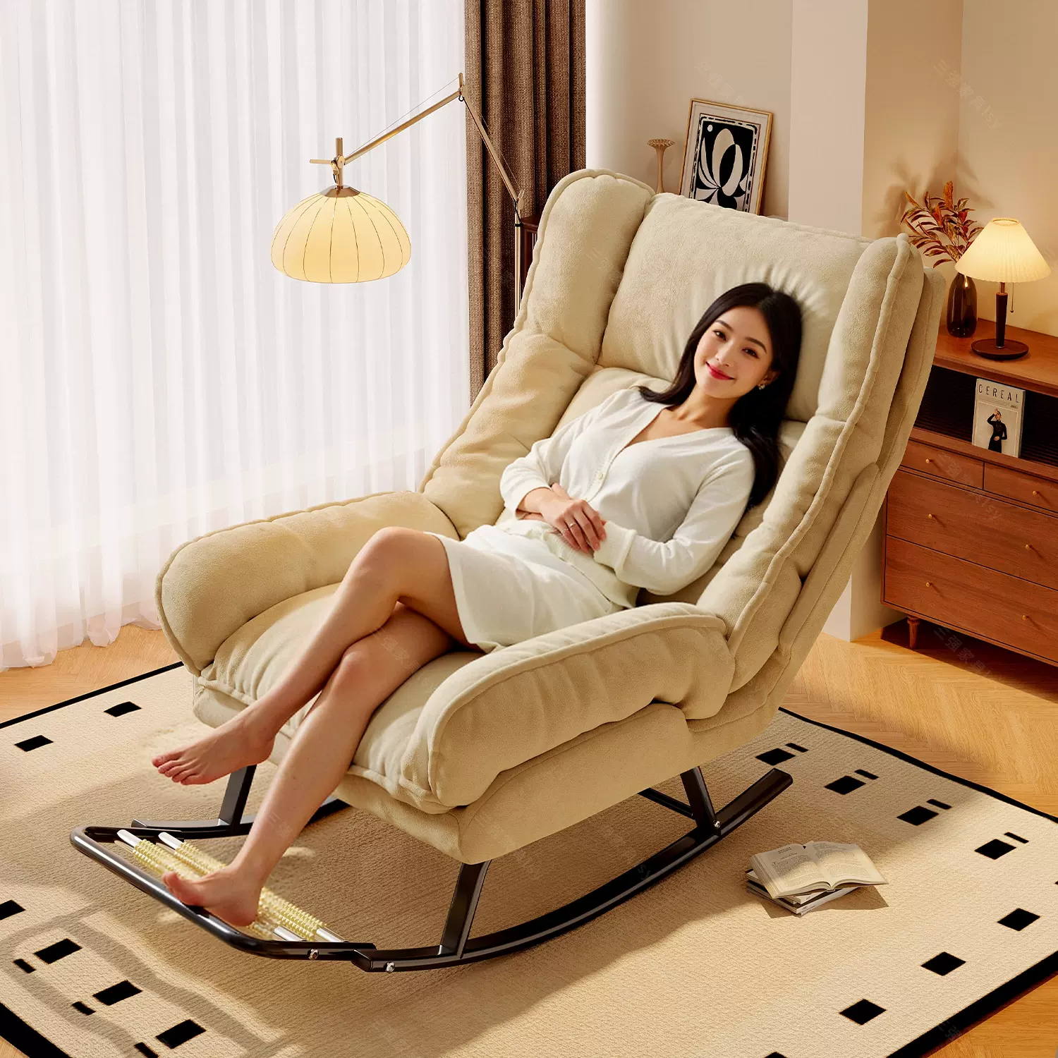 云朵摇摇椅躺椅成人可睡觉2026新款家用阳台客厅休闲懒人椅小沙发