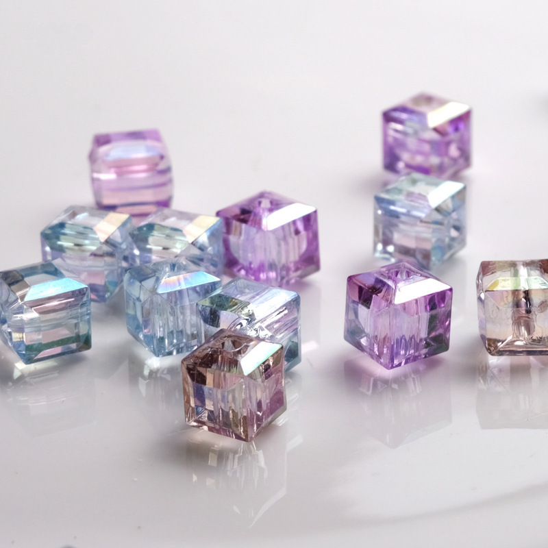 8mm multi-cut acrylic high-transparency square beads colorful three-dimensional loose beads diy bracelet earrings necklace accessories