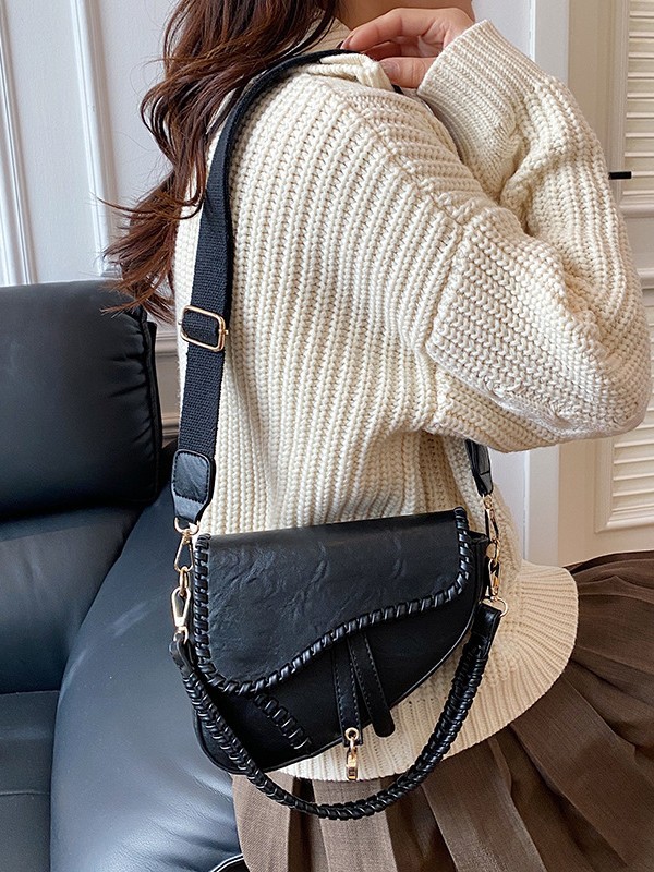 Bolso para mujeres 2025 nuevo nicho coreano retro textura red rojo ancho cinturón de hombro mochila trenzada bolsa de sillín