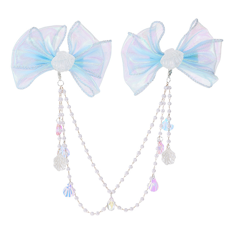Niños super inmortal arco frente cadena perla pellizco de perla niñas joyas de cabello de sirena niñas joyas de cabello