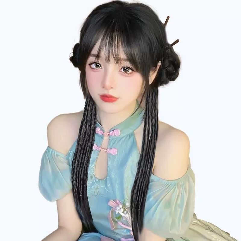 Nuevo estilo chino de las mujeres pequeña trenza Fishbone Twist trenza de boxeo Internet celebridad peluca natural de las mujeres alta cola de caballo
