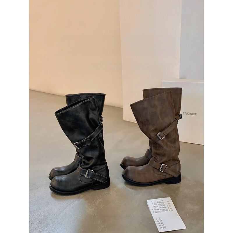 First Encounter: Women's Mid-Length Knight Boots with Wide Calf, Round Toe, Thick Heel, and Thick Sole First Encounter: Women's Mid-Length Knight Boots with Wide Calf, Round Toe, Thick Heel, and Thick Sole