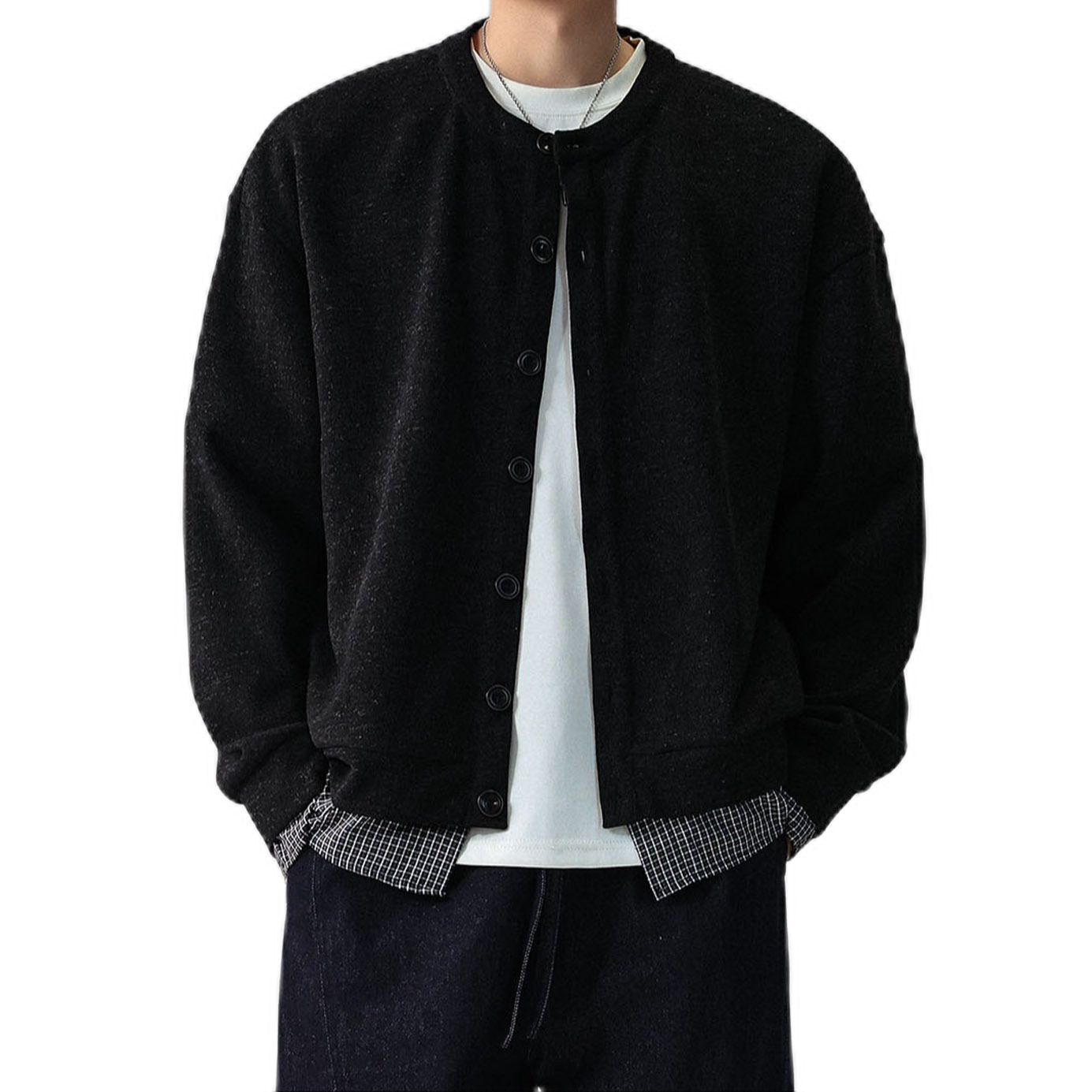 Explosiones transfronterizas de tamaño grande falso de dos piezas camisas de punto suéter cardigán hombre chaqueta vieja fábrica de viento al por mayor