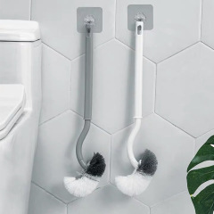 Bent long handle toilet brush, bathroom toilet brush S-shaped bend head dead corner brush, soft bristle cleaning brush toilet brush