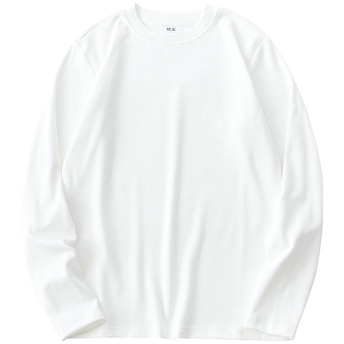 Solid color double-sided velvet bottoming shirt, round neck long-sleeved t-shirt for men, thermal and warm inner layer, heavy white t autumn and winter velvet top