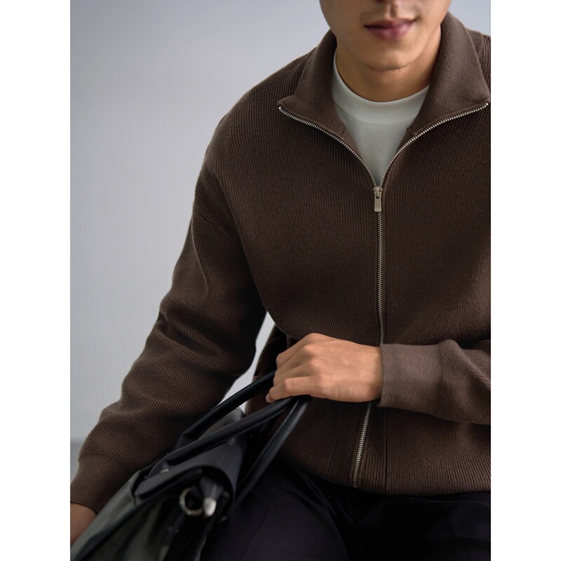 Autumn and Winter New Zipper Sweater Men's Top Coat Casual Fashionable Light Mature Fashion All-match Slim-fit Lapel Sweater