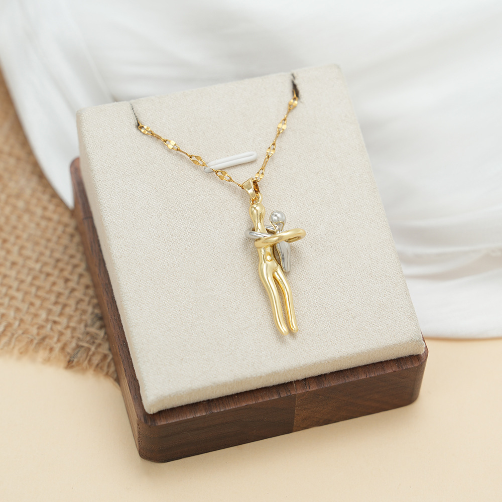 アマゾンTEMU国境を越えて人気のあるカップルが銅ペンダントネックレスステンレスo字鎖唇鎖を抱きしめた