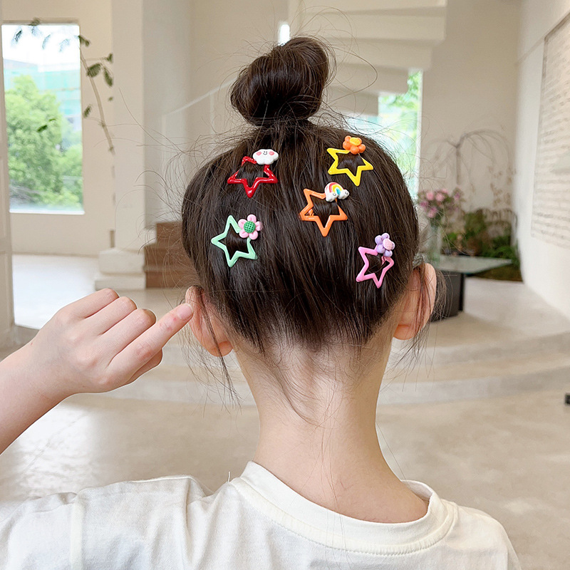 Horquilla de estrella de cinco puntas para niños 2023 Nueva celebridad de Internet tocado de horquilla lindo bebé pelo roto flequillo clip accesorios para el cabello