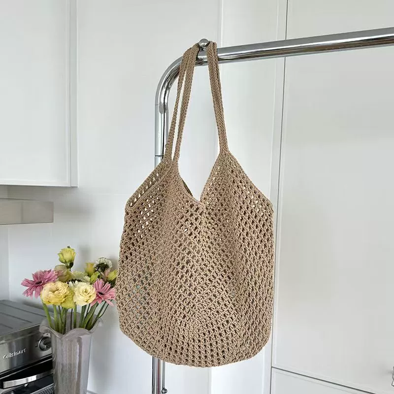 Плетеная вместительная пляжная сумка на одно плечо, DIY