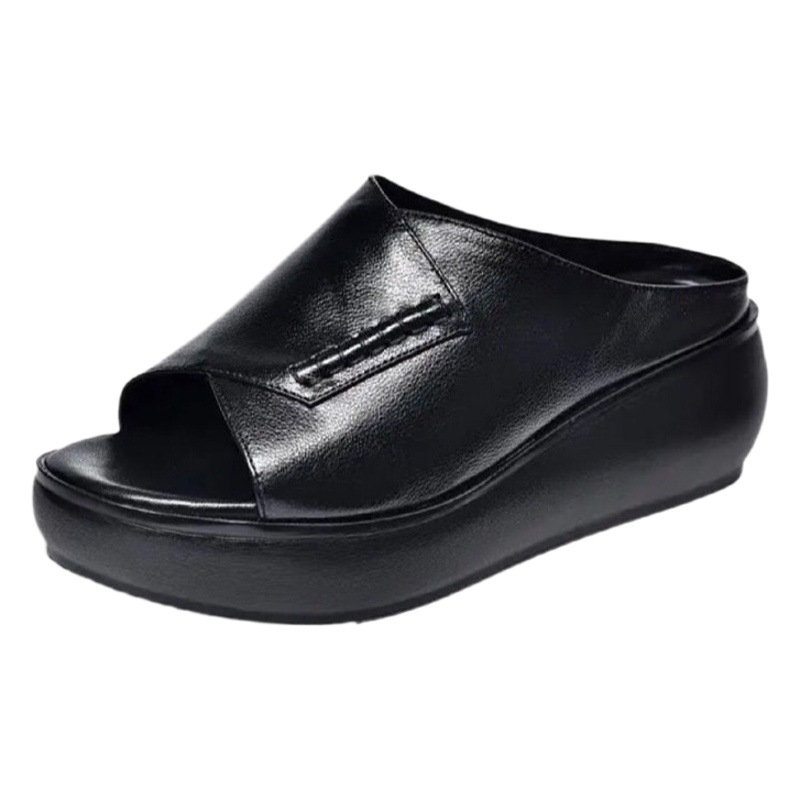 Sandalias de primavera y verano de las mujeres al aire libre 2023 nuevo cuero suave fondo grueso aumento suave suela zapatos peep toe Zapatos Zapatillas de mujer