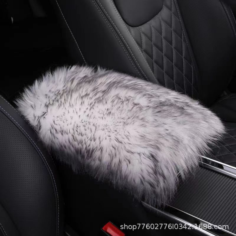 Universal – Winter Plush Armrest box pad - plush-white-black