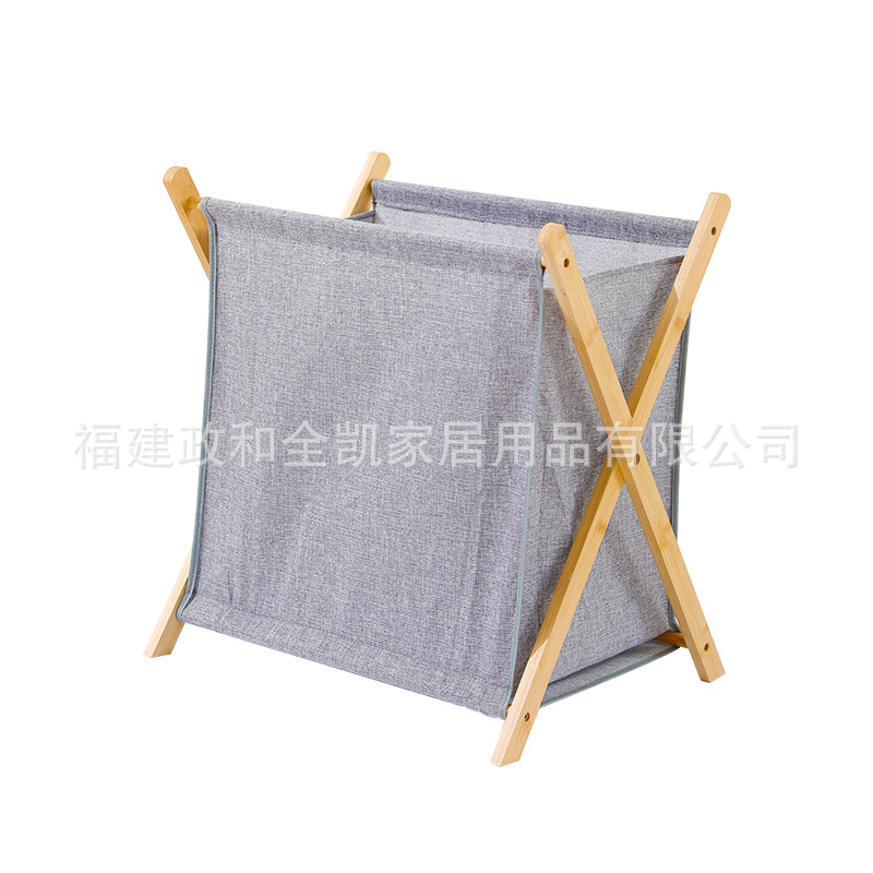Foldable Bamboo Laundry Hamper & Storage Basket - Grey