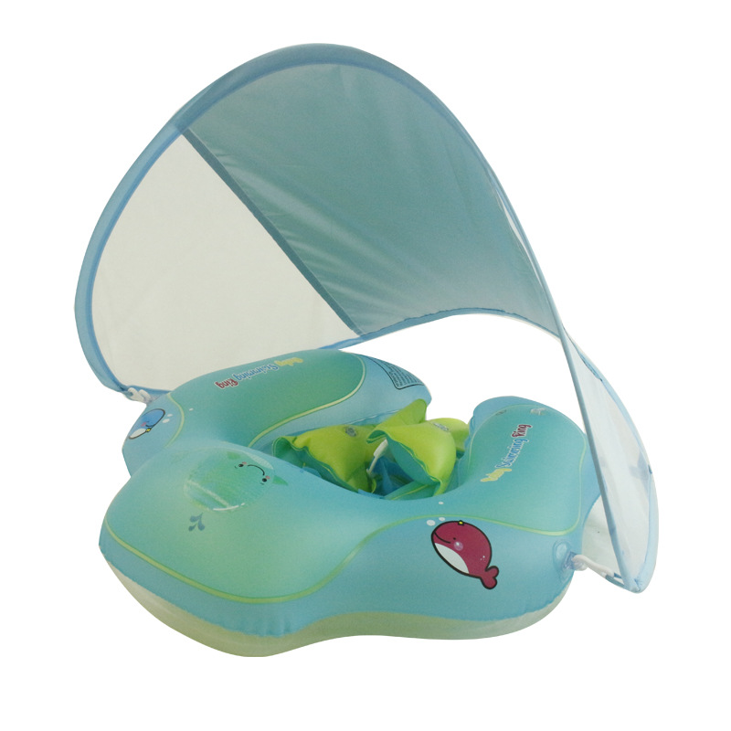 Flotador de natación transfronterizo en stock para bebés de 0 a 8 meses, flotador antivuelco, flotador inflable con parasol engrosado.