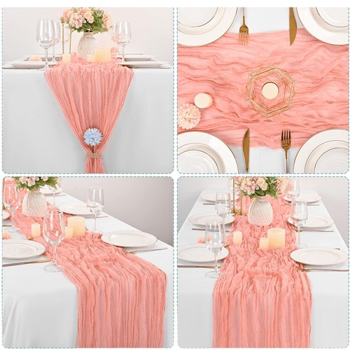 Cross-border Balinese crepe fabric table flag Bohemian style macrame tablecloth wedding party decoration wrinkled table flag wholesale