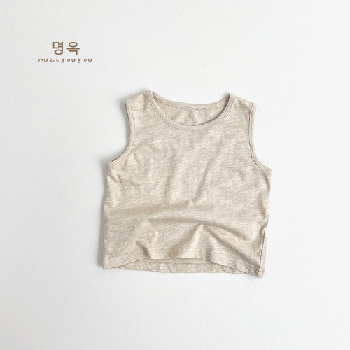 8 Color Children's Bamboo Cotton Vest 2024 Summer New Style Korean Style Japanese Style Children's Sleeveless T-shirt Trendy Children's Clothing for Boys and Girls