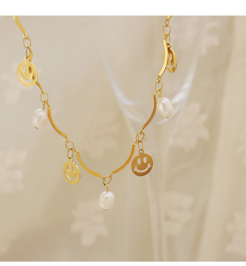 Womenu0027S Fashion Leaf Titanium Steel Choker Plating Pearl Stainless Steel Necklaces