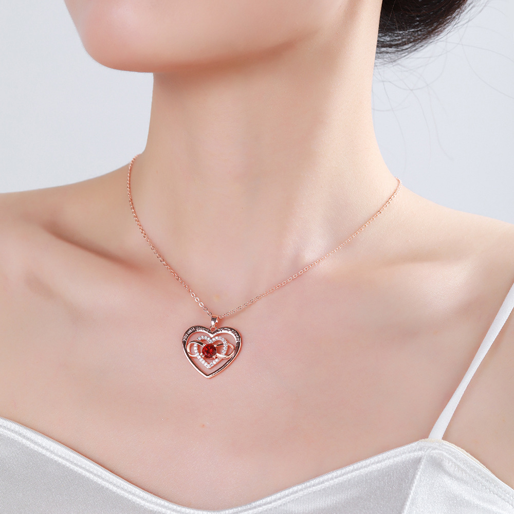 Simple Style Heart Shape Copper Metal Rhinestones Necklace 1 Piece