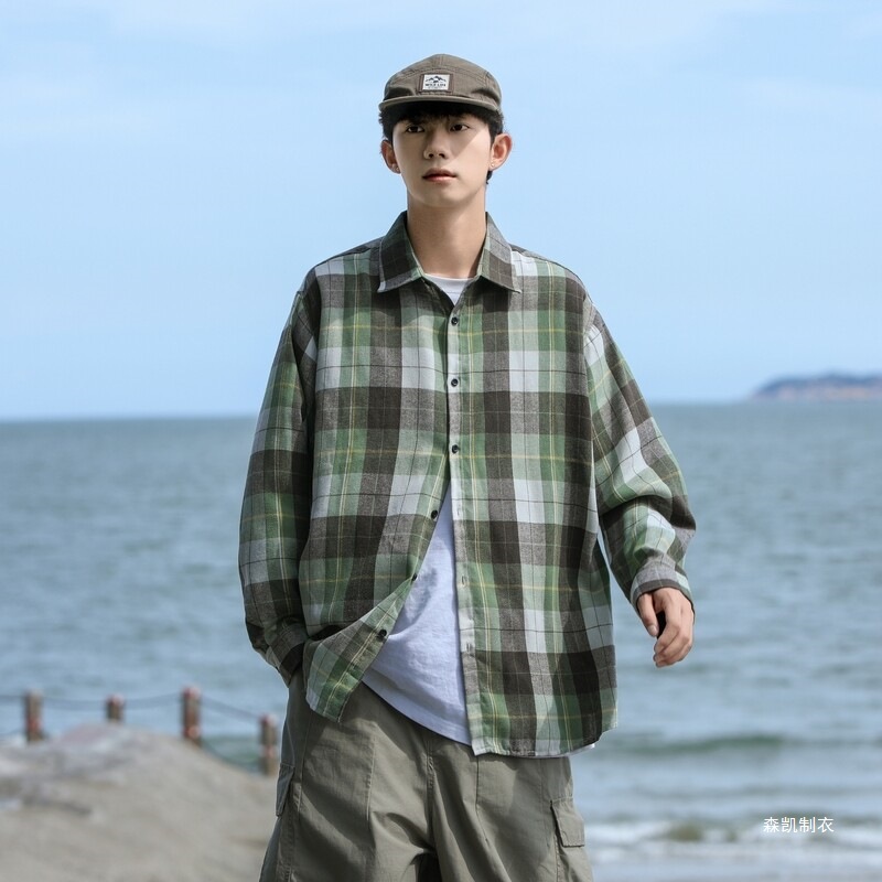 Green Japanese retro demi-season shirt