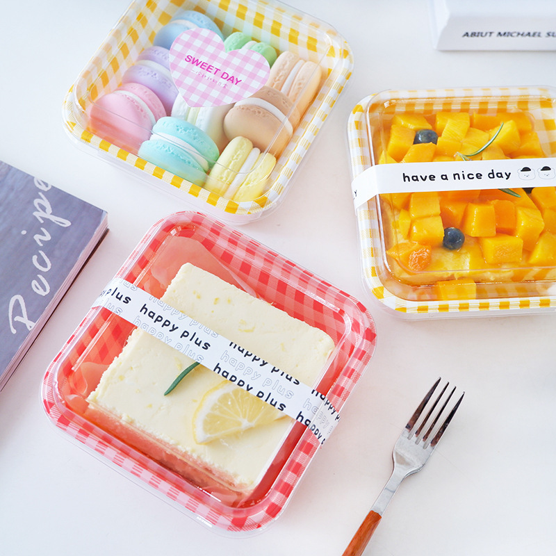 Square Plaid Cake Box Pieced Tiramisu Picnic Lunch Box Internet Celebrous Dessert Macaron Baking Package Box