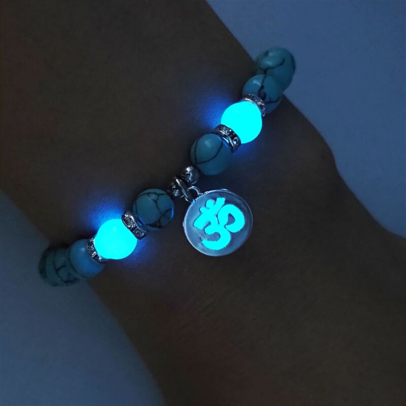 ebay AliExpress Personalized Trendy Letters Sanskrit OM Yoga Luminous Pendant Elastic Bracelet Halloween Bracelet ebay AliExpress Personalized Trendy Letters Sanskrit OM Yoga Luminous Pendant Elastic Bracelet Halloween Bracelet