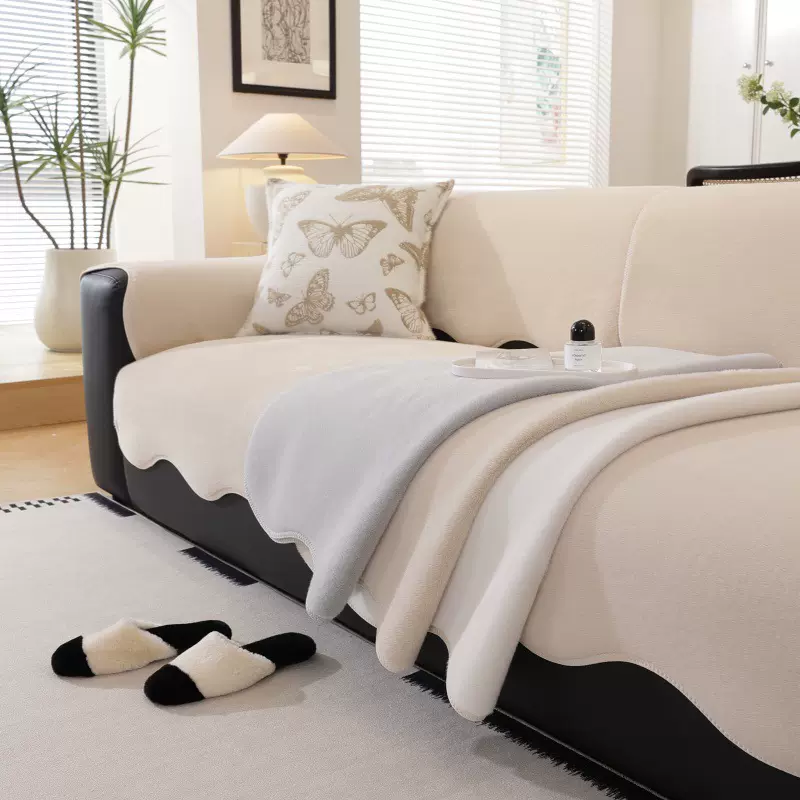 冬季新款沙发垫加厚轻奢高级感雪貂绒毛绒防滑坐垫皮沙发套靠背巾