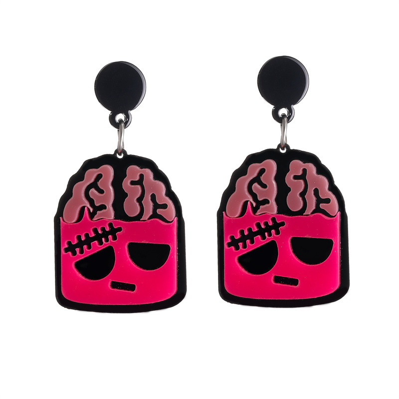 Moda europea y americana exagerado acrílico cerebro pendientes personalizado creativo contraste color bálsamo pera expresión popular pendientes
