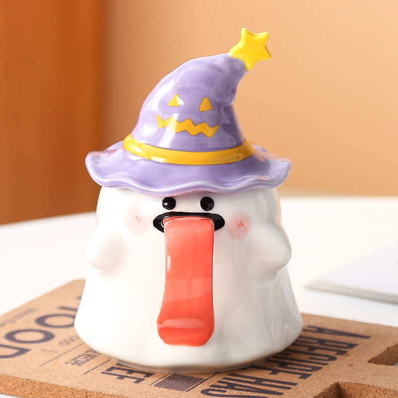 Purple ghost hat, print
