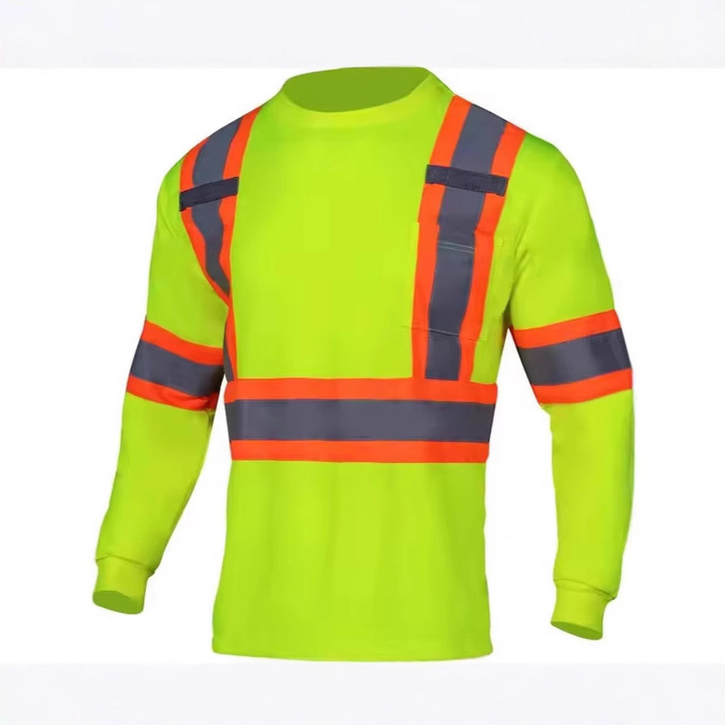 Customized Work Clothing Security Guard High Visibility Reflective Strip Long-Sleeved Shirt Work Uniform Top for Men