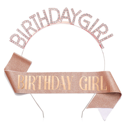 Girl Queen Headband Party Birthday Party Gift BIRTHDAY girl Glitter Colorful Shoulder Strap Ceremony Belt